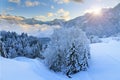 Sunrise snow in the Alps Royalty Free Stock Photo