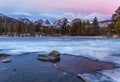 Sunrise on Sprague Lake in Rocky Mountain National park Royalty Free Stock Photo