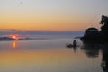 Sunrise on the  danube river,romania Royalty Free Stock Photo