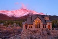 Sunrise on the St Malo Church outside of Estes Park Colorado Royalty Free Stock Photo