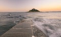 Sunrise at St Michael`s Mount, a tidal island off Marazion near Penzance, Cornwall,