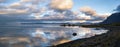 Sunrise Stokksnes cape sea beach, Iceland. Amazing nature scenery, popular travel destination