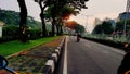 sunrise on the streets of the capital city of Jakarta Indonesia Royalty Free Stock Photo