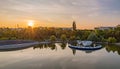 Sunrise in summer day in Drumul Taberei park. Bucharest, Romania Royalty Free Stock Photo