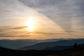 Sunrise sun mountains halo sky Royalty Free Stock Photo