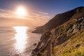 Sunrise with sun star on a Cliff Walk between Bray and Greystones Royalty Free Stock Photo