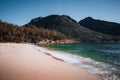 Sunrise Sunset Aerial view of Wineglass Bay beach and mount amos. Freycinet Park, Tasmania, Australia Royalty Free Stock Photo