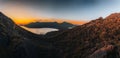 Sunrise Sunset Aerial view of Wineglass Bay beach and mount amos. Freycinet Park, Tasmania, Australia Royalty Free Stock Photo