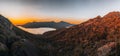 Sunrise Sunset Aerial view of Wineglass Bay beach and mount amos. Freycinet Park, Tasmania, Australia Royalty Free Stock Photo