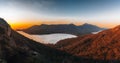 Sunrise Sunset Aerial view of Wineglass Bay beach and mount amos. Freycinet Park, Tasmania, Australia Royalty Free Stock Photo