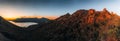 Sunrise Sunset Aerial view of Wineglass Bay beach and mount amos. Freycinet Park, Tasmania, Australia Royalty Free Stock Photo