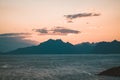 Sunrise and Sunset at Henningsvaer, fishing village located on several small islands in the Lofoten archipelago, Norway Royalty Free Stock Photo