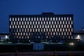 Sunrise and sunset light reflection in office building, real estate concept. Lithuania, Kaunas