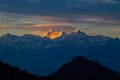 Sunrise Sunset in the mountains of Himalayas Nepal Api Base Camp Trek, Darchula, Nepal Royalty Free Stock Photo