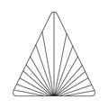 Sunrise and sunset outline logo. Triangular shape. Boho emblem. Bohemian sign. Isolated vector stock illustration
