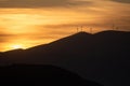 Sunrise, sunset over mountains silhouette background. Wallpaper, card