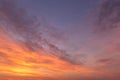 Sunrise, sunset pink blue orange sky in sunlight with cirrus clouds background texture Royalty Free Stock Photo