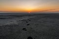 Sunrise or sunset on the salt lake Bulukhta (Russia Royalty Free Stock Photo