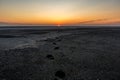 Sunrise or sunset on the salt lake Bulukhta (Russia Royalty Free Stock Photo