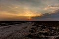 Sunrise or sunset on the salt lake Bulukhta (Russia Royalty Free Stock Photo