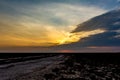 Sunrise or sunset on the salt lake Bulukhta (Russia Royalty Free Stock Photo