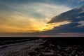 Sunrise or sunset on the salt lake Bulukhta (Russia Royalty Free Stock Photo