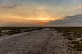 Sunrise or sunset on the salt lake Bulukhta (Russia Royalty Free Stock Photo