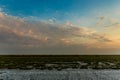 Sunrise or sunset on the salt lake Bulukhta (Russia Royalty Free Stock Photo