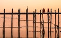 Sunrise and sunset at U bein bridge Amarapura, Mandalay, Myanmar.