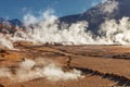 Sunrise in the Tatio geysers, northern Chile, Atacama region, cl