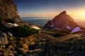 Sunrise at Tatra mountain. Giewont peak