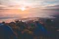 Sunrise and tent camping on mountain landscape Royalty Free Stock Photo