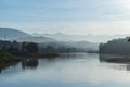 Sunrise from Thaheu vilage, Vangvieng fish market Royalty Free Stock Photo