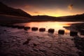 Sunrise at Three Cliffs Bay Royalty Free Stock Photo