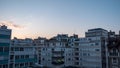 Sunrise time lapse over rooftops in Geneva, Switzerland.