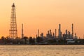 Sunrise tone over Oil refinery river front Royalty Free Stock Photo