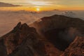 Sunrise at the top of agung volcano. crater view Royalty Free Stock Photo