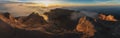 Sunrise at the top of agung volcano. panoramic Royalty Free Stock Photo