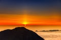 Sunrise on the top of mountain Batur volcano / bali, Indonesia Royalty Free Stock Photo