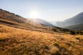 Sunrise on top of the mountain. Camping at top of mountain Royalty Free Stock Photo