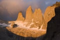 Sunrise in the Torres del paine national park Royalty Free Stock Photo