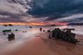 Sunrise at Trengandin beach in Noja