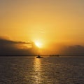Sunrise in Trinidad and Tobago sea square composition