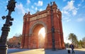 Sunrise at Triumphal Arch in Barcelona, Catalonia, Spain.