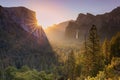 Sunrise at Tunnel View in Yosemite National Park Royalty Free Stock Photo