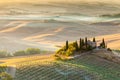 Sunrise in tuscan countryside, Italy Royalty Free Stock Photo