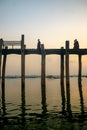 Sunrise on U Bein bridge near Mandalay in Myanmar