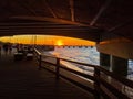 A sunrise under de bridge in Puerto Progreso