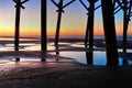 Sunrise Under Folly Beach Pier Royalty Free Stock Photo