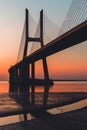 Sunrise at Vasco Gama Bridge Royalty Free Stock Photo